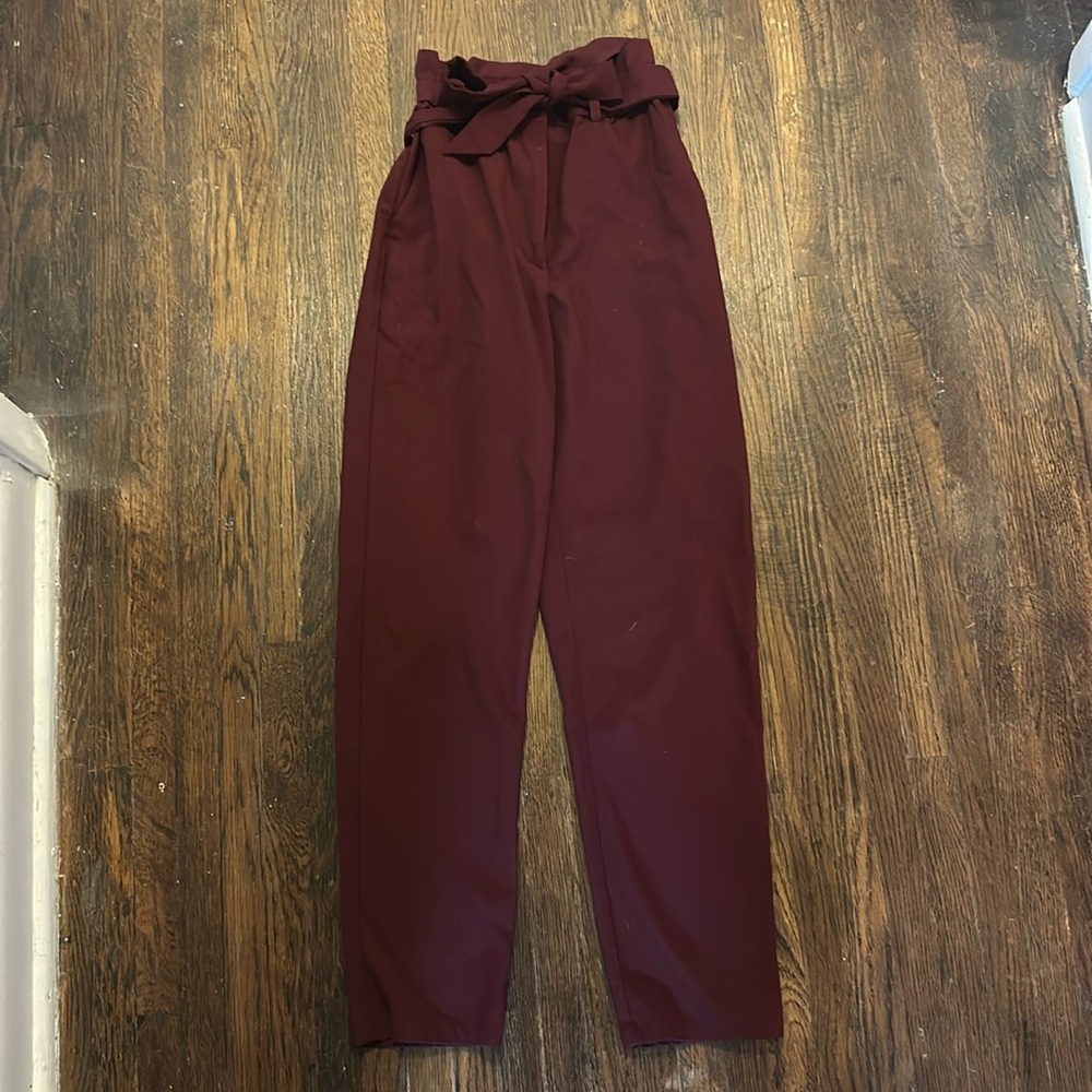 Red pants with belt